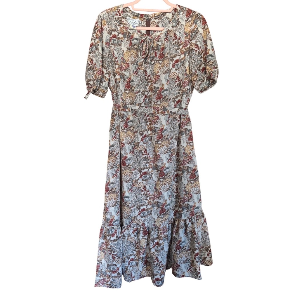 Vintage 1950s Jerrie Lurie Dress‎ Union Made USA Floral Prairie Cottagecore